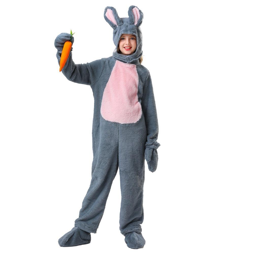 Kids Animal Costume Onesie White Rabbit Outfit for Kindergarten Performance Bunny Cosplay Party