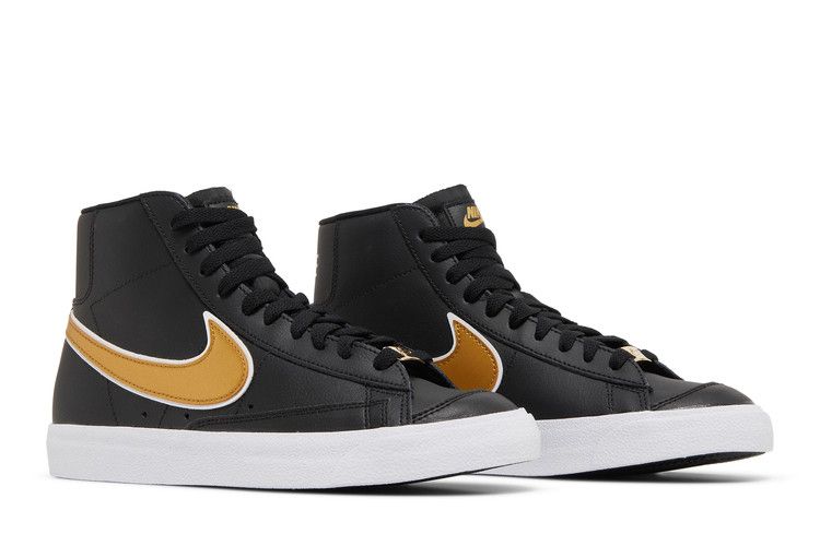 Women's Sneakers Nike Blazer Mid 77 Essential Black Metallic Gold (Women's) Black/White/Metallic Gold