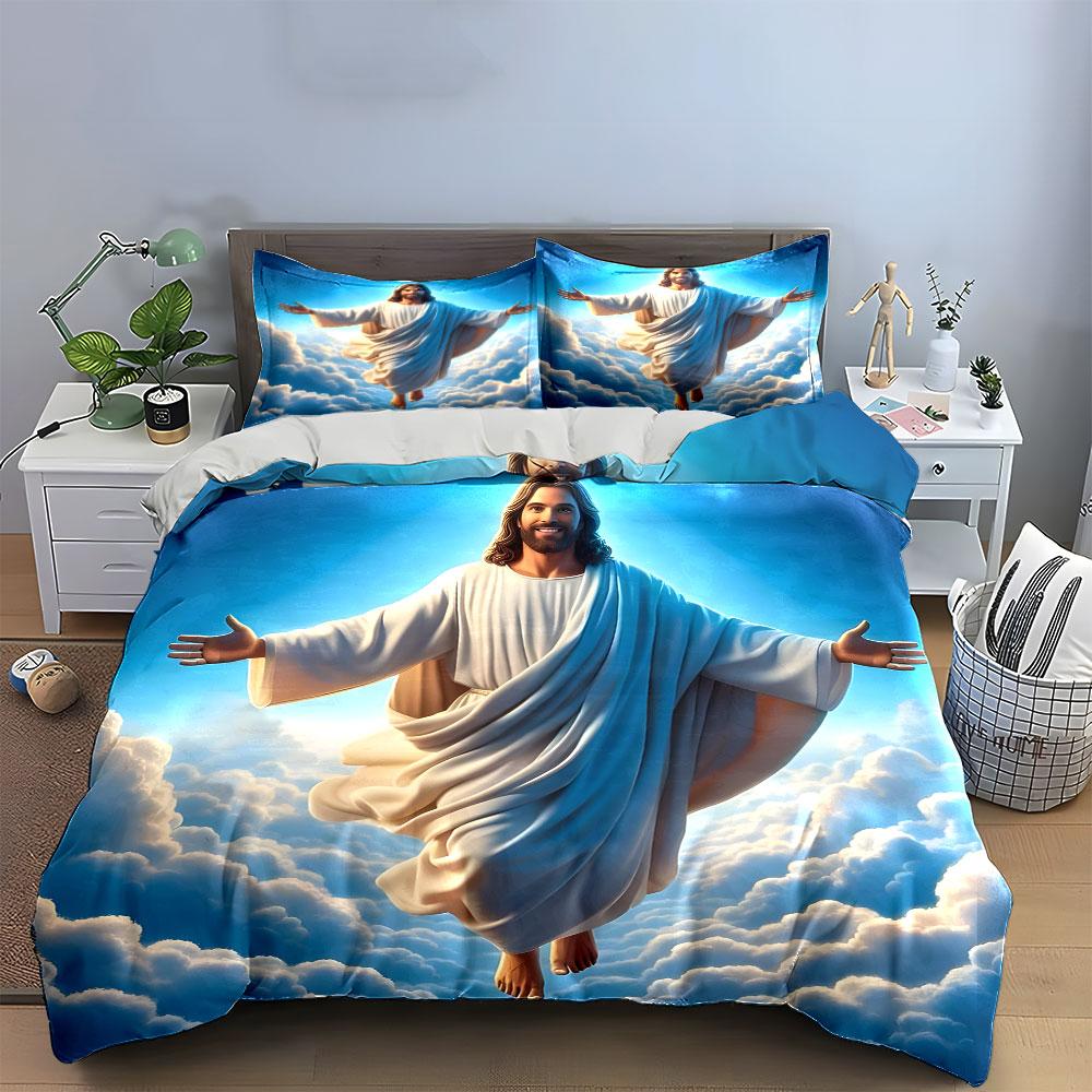 Heavenly Figure in Clouds Bedding Duvet Cover Set  (1*Duvet Cover 2*Pillowcases, without duvet insert)
