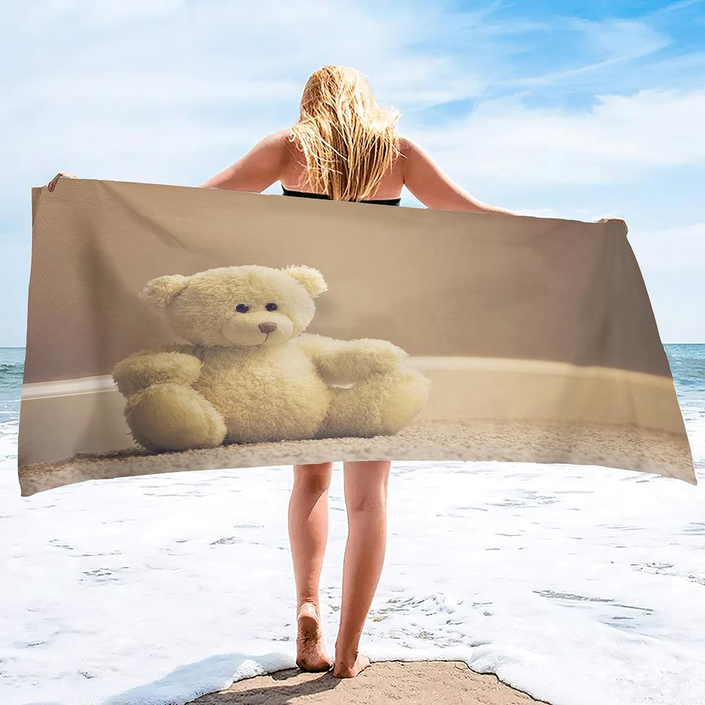 Cartoon Teddy Bear Printing Series Seaside Vacation Beach Towel Swimming Bath Towel Sports Towel