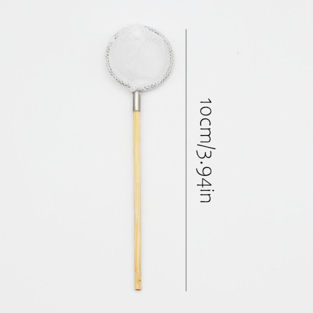 DIY Mini Fishing Net Pole White Butterfly Nets Model Cute Miniature Sea Scene Props Ob11