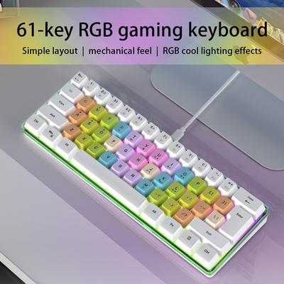 61 клавиша, семицветная механическая мембранная проводная клавиатура RGB, игровая офисная клавиатура для ноутбука