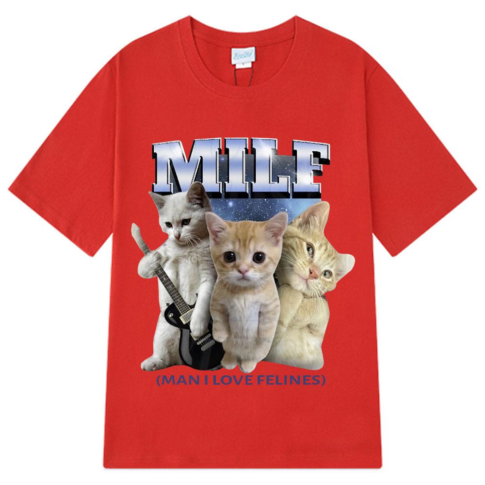 2026 Summer Cotton Tee Funny Cat Band Graphic Unisex WOMEN Plus Size Loose Casual Hip Hop Streetwear Breathable Top Y2k