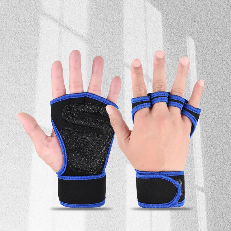 Anti Slip Horizontal Bar Equipment Training Pull-up Anti-cocooning Sports Gym Fitness Half Finger Gloves with Wrist Guards
