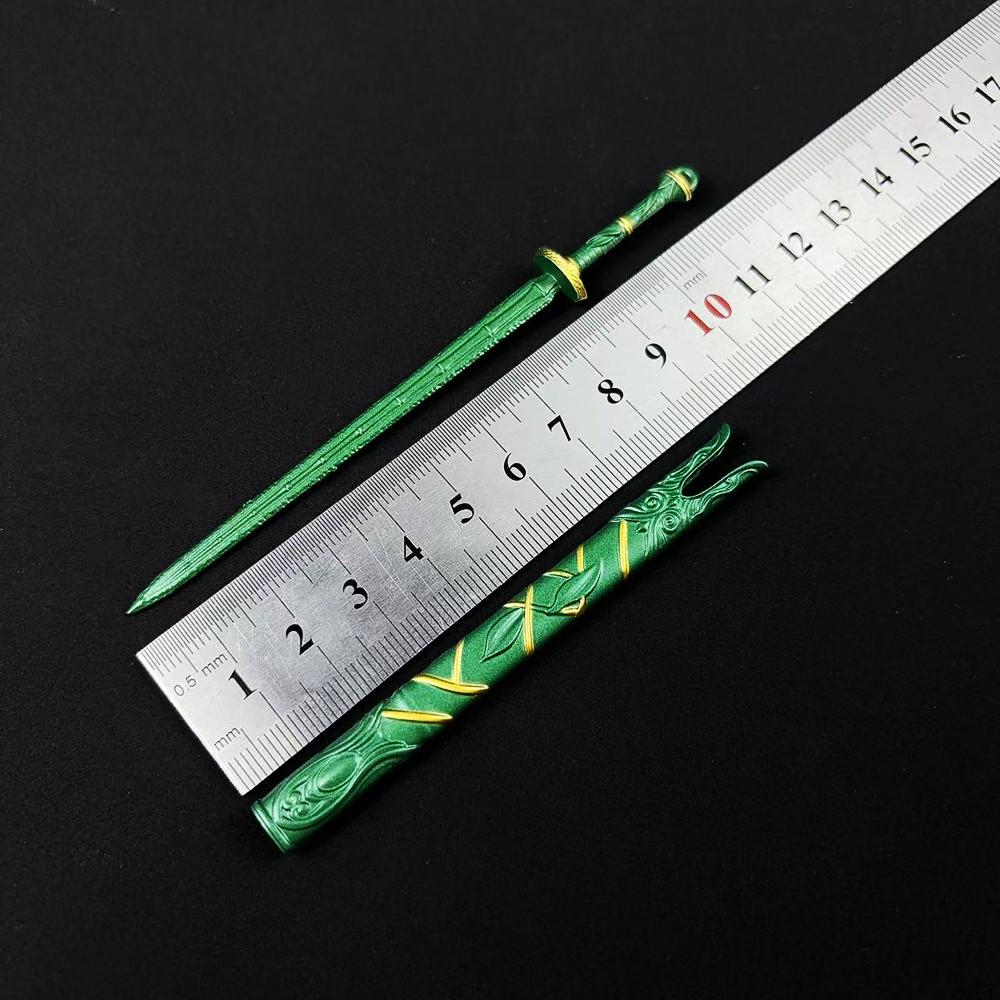 Mini Green Bamboo Bee Sword Keychain – Ancient Style Alloy Treasure Model Ornament