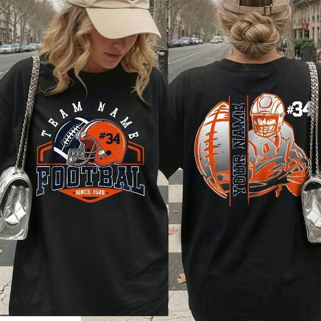 Personalized Name And Number Chicago Football Comfort Color Shirt, Game Day Shirt, Football Mom Gift, Player Apparel