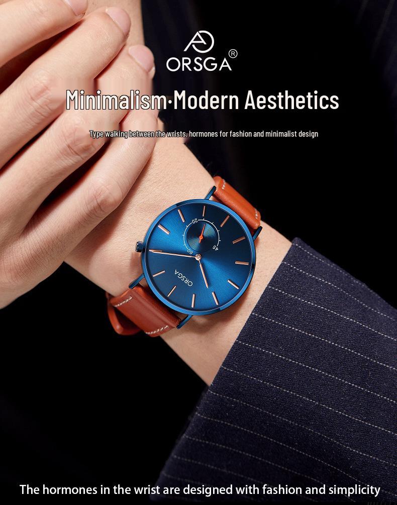 ORSGA Fashion Сверхтонкие Минималистичные Мужские Водонепроницаемые Кварцевые Часы