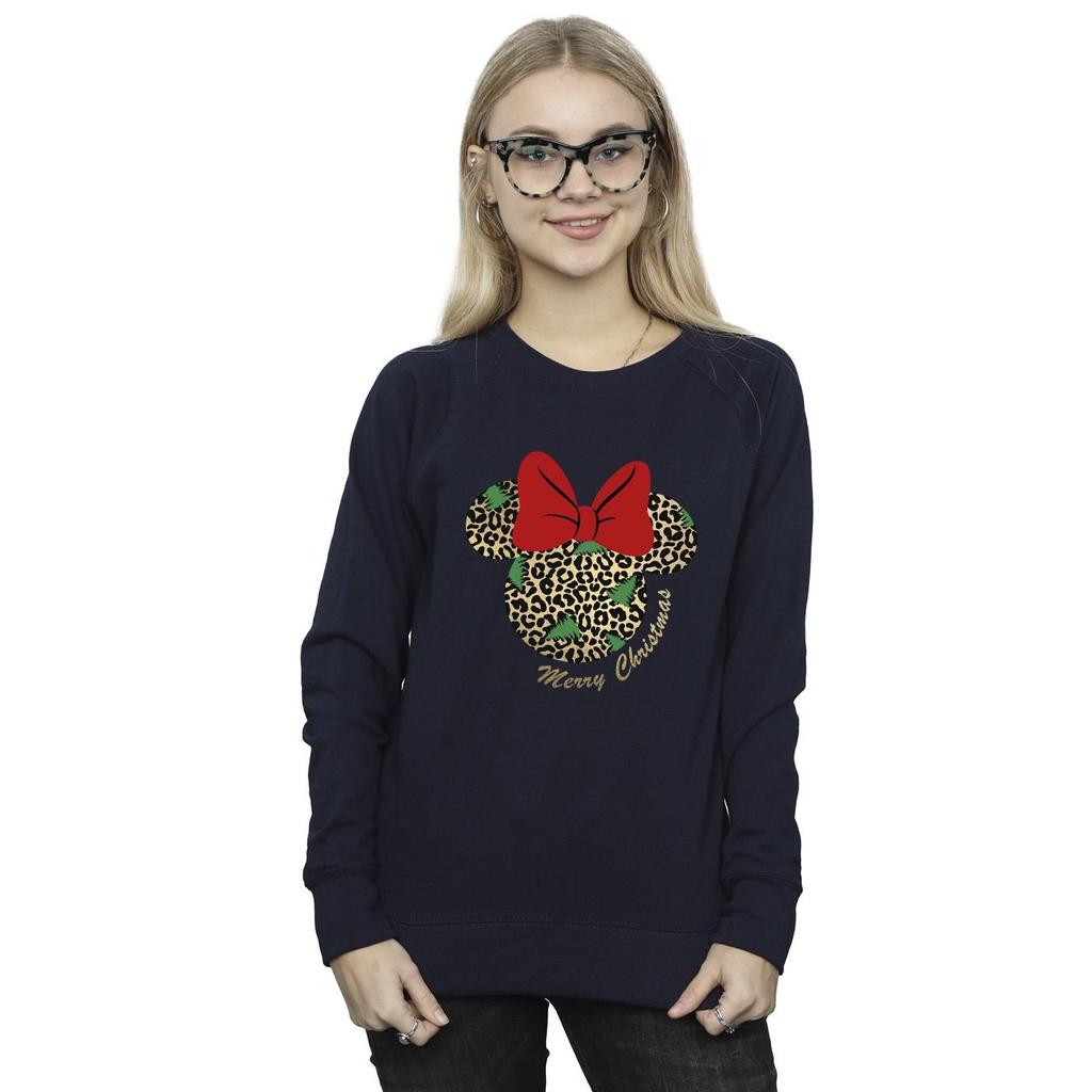 Disney Womens/Ladies Minnie Mouse Leopard Christmas Sweatshirt
