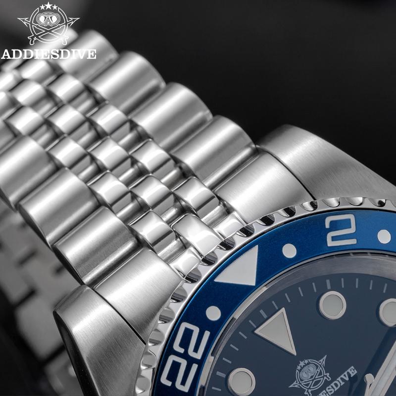 ADDIESDIVE Топ Бренд Нержавеющая Сталь GMT Мужские Кварцевые Часы Супер Светящиеся AD2050 Reloj Hombre 200M Водонепроницаемые Роскошные Дайверские Часы