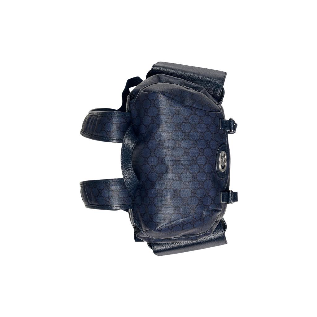 Gucci Ophidia Logo Large Capacity Canvas And Leather Backpack Men Backpacks Blue Black 598140-FABHU-8442