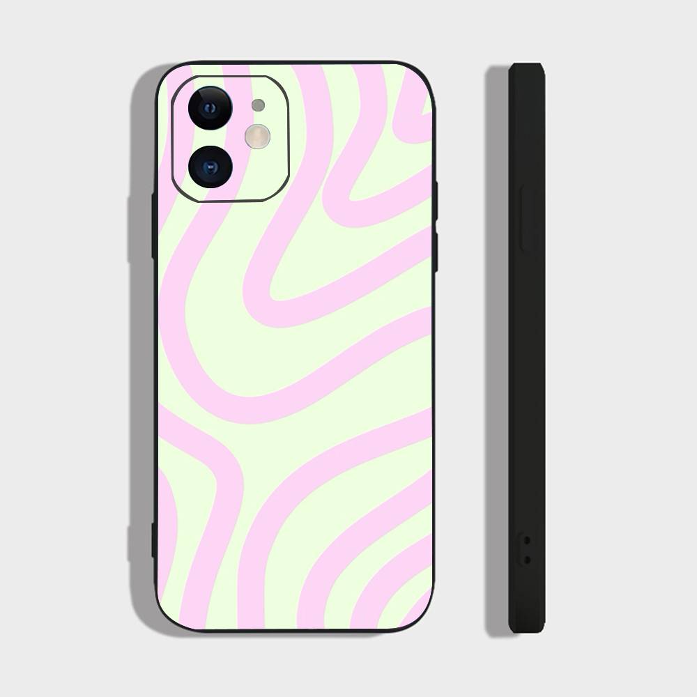Colorful Waves Phone Case For IPhone 17 Air 16 15 14 13 Pro Max 11 12 Black Silicone Cover