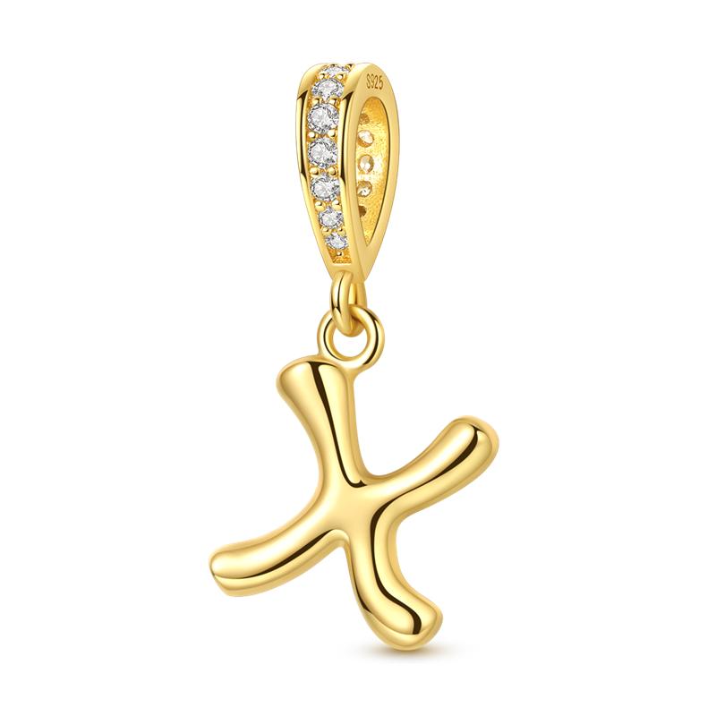 925 Silver Golden Series Charms Bead with CZ Zircon Whale Butterfly Sun Pendant for DIY Fashion Jewelry Bracelet
