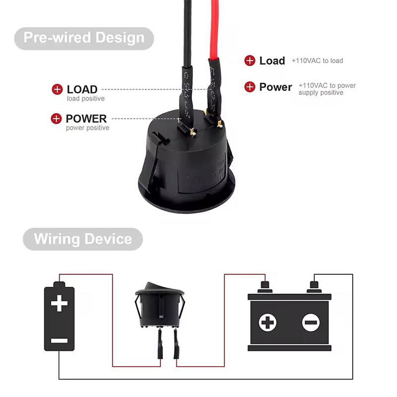 5Pcs Mini Rocker Switch 12 Volt ON Off Toggle Switch with Wire 6A/250V 10A/125V Electrical Switches for DIY Apply