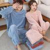 Ladies and Men's Fleece Pajamas Set Warm and Light Pajamas Flannel Sweater Pants Set Pajamas