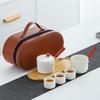 Gift Travel Tea Set, Portable Bag, Ceramic Side Handle Pot, Outdoor Pot, Three Cups, Simple Gift for Customers