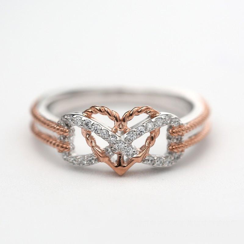 Stylish Geometric Heart-shaped Ring In Gorgeous Rose Gold For Daily Wear