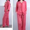 Yes Family Tencel Summer Open Size Red Women's 100% Double-Layered Pajamas, 3/4 Sleeves, Sleepwear, Front, Roomwear, L,