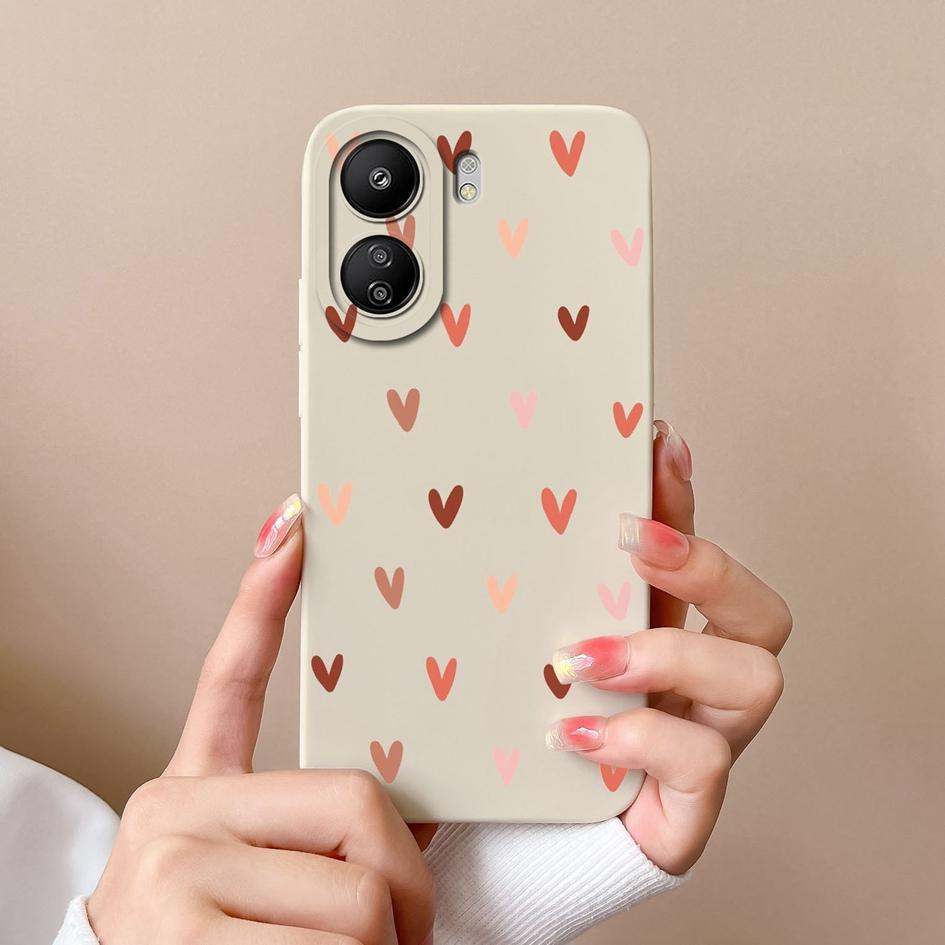 Для Xiaomi Redmi Note 13 Pro + K60 Ultra 13R K70 Pro K70E 13C чехол Модный защитный чехол с сердечком любви матовый жидкий мягкий силиконовый ТПУ для бамперов Redmi