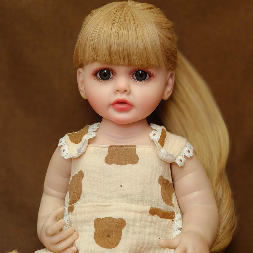 Реалистичная полностью силиконовая кукла Reborn для маленьких девочек 55 см 22 дюйма игрушка принцесса для малышей Bebe с золотыми длинными волосами
