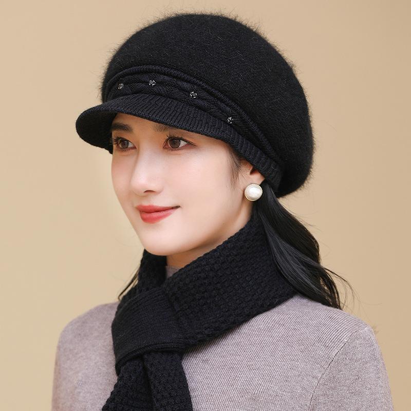 Зимние шапки для женщин, мам, пожилых людей среднего возраста, шерстяные шапки для езды на велосипеде, мягкие, толстые, теплые вязаные шапки