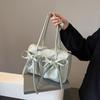 Yogodlns Легкая повседневная хлопковая сумка на плечо, уникальный свежий дизайн с бантом, дорожная сумка подмышки, однотонная женская большая вместительная сумка