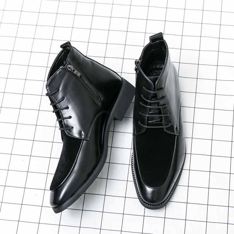 Зимняя обувь класса люкс из искусственной кожи, мужские ботинки, формальная модная обувь Оксфорды, ботинки для платья, челси, деловые ботильоны на молнии