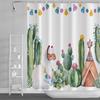 Cute Funny Lama Alpaca Shower Curtain Fun Cartoon Animals Cactus Shower Curtains for Bathroom Home Decor Waterproof Bath Curtain