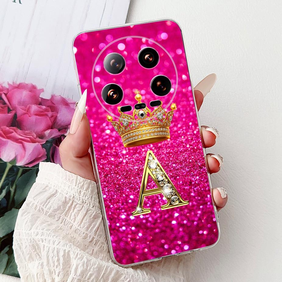 For Xiaomi 14 Ultra Case Mi 13 Ultra New Crown Letters Back Cover Soft Silicone Phone Case For Xiaomi 13 Ultra Mi 14Ultra Bumper