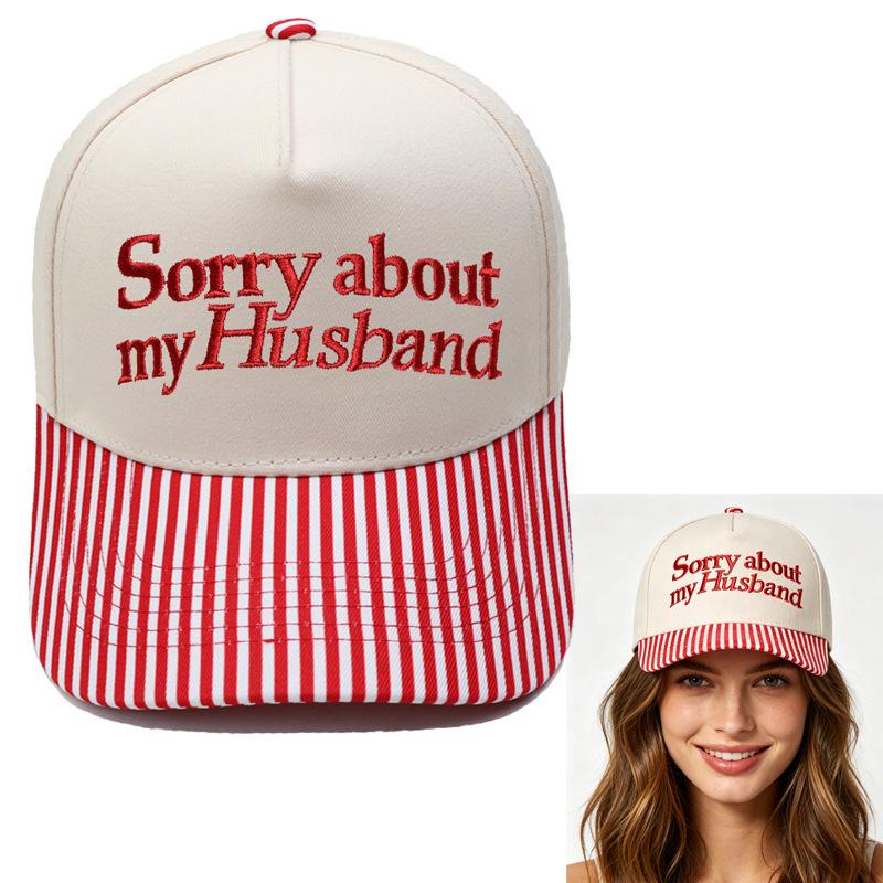 Sorry about my Husband Truck Driver Cap Embroidery Color Matching Baseball Cap Men's and Women's Casual Cap