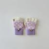 3-8 year old children's gloves autumn and winter half Korean version girl writing flip boy warm half finger khaki leaves