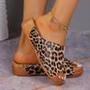 Женская обувь Летние женские тапочки Разноцветные леопардовые с открытым носком Средний каблук Водонепроницаемые повседневные тапочки для женщин