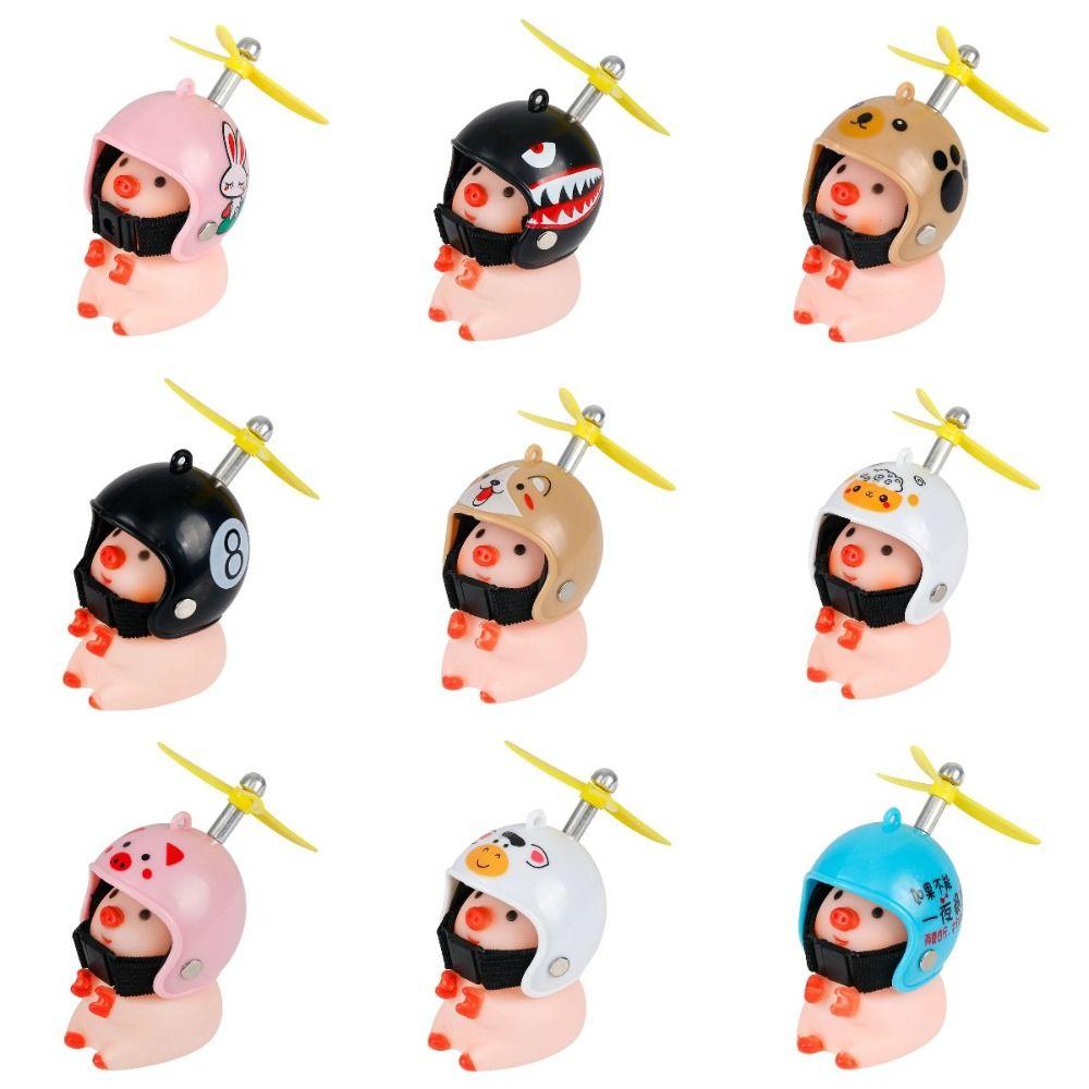Propeller Little Pink Pig Ornaments Propeller Helmet Car Duck With Helmet  Motorcycle