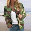 Женская куртка с длинным рукавом на молнии с камуфляжным принтом, повседневная стеганая куртка с карманами