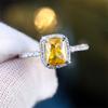 Модное серебристое кольцо прямоугольной огранки с желтым камнем, роскошное обручальное кольцо с любовью, свадебные украшения