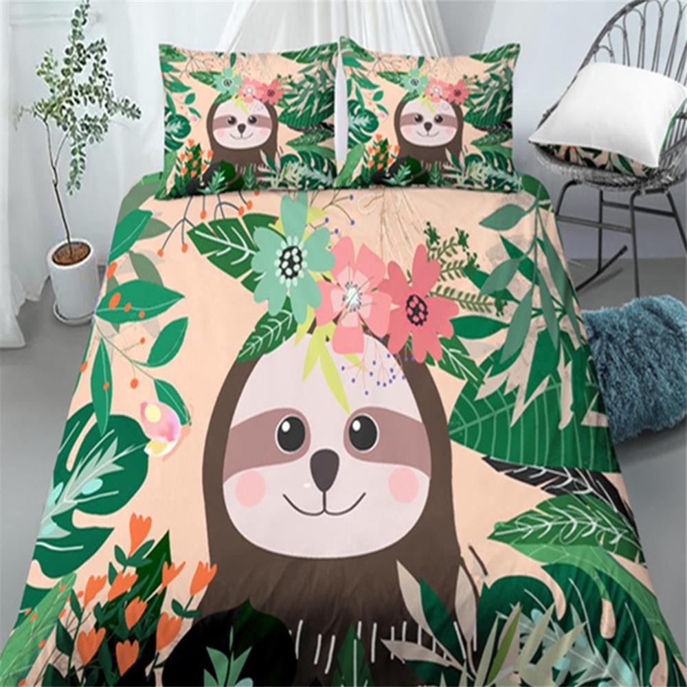 Luxury 3D Sloth Print 2/3Pcs Comfortable Duvet Cover Set PillowCase Home Living Bedding Sets EU/US/AU Size