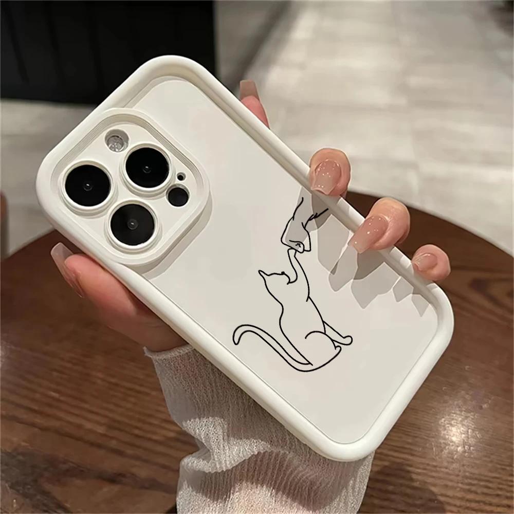 Чехол для телефона с рисунком щенка и кошки, ударопрочный силиконовый чехол для iPhone 15 Pro Max 11 12 13 16 14 Plus, защитный корпус для линз