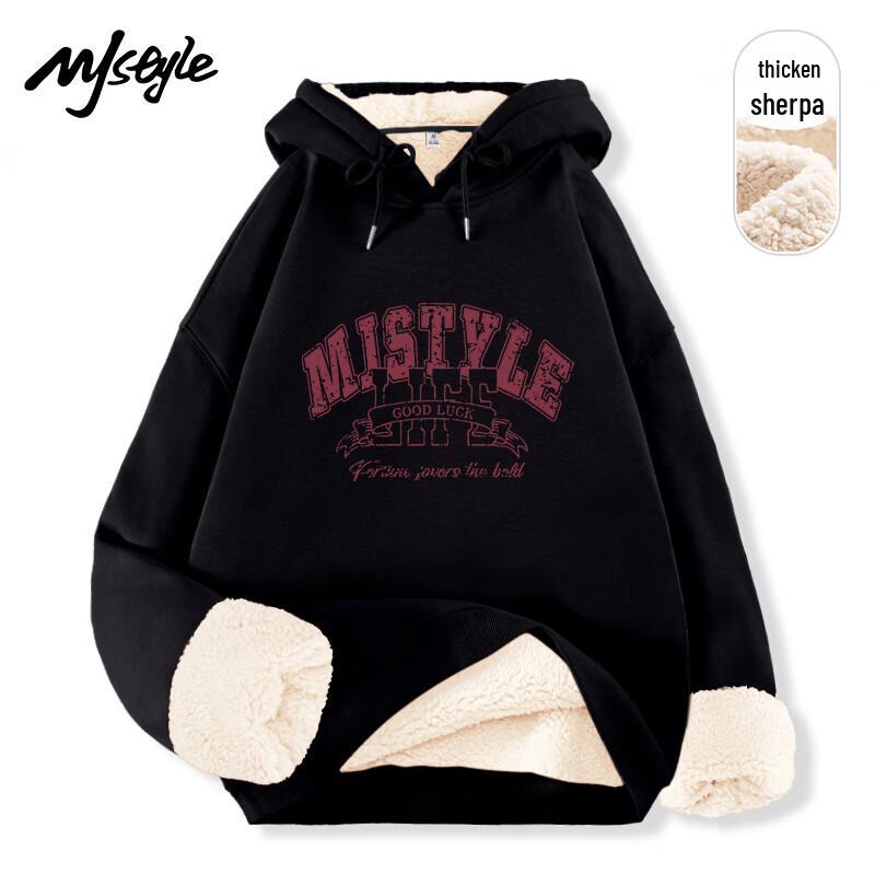 MJ STYLE Women's Winter Lamb Velvet Hooded Sweatshirt