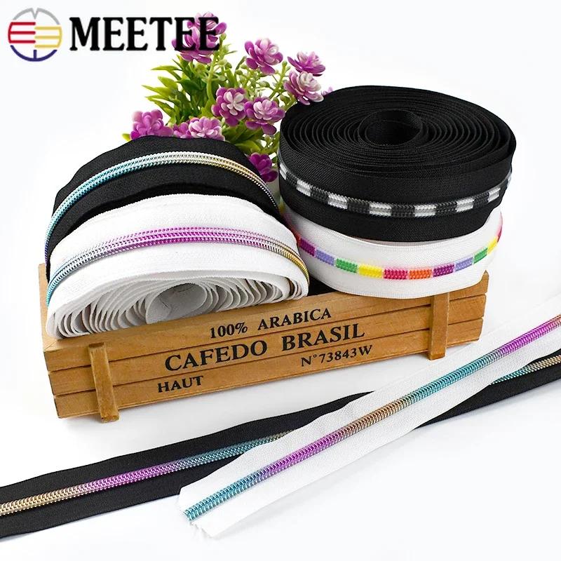 1-10 м Meetee 5# Нейлоновые молнии Спиральные пластиковые ленты-молнии на метр Швейные молнии для набора для ремонта одежды Запасные аксессуары