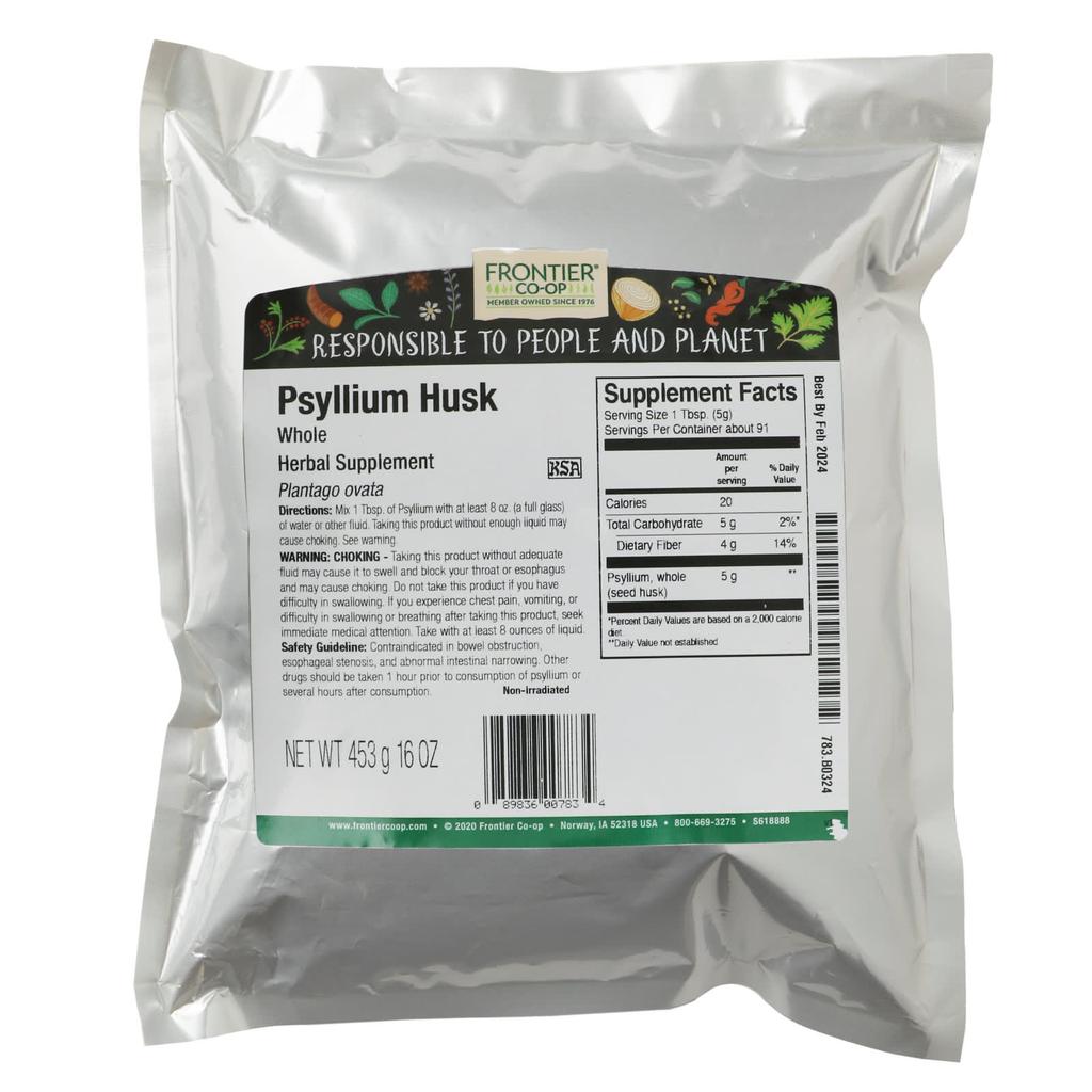Frontier Co-op Whole Psyllium Husk, 16 Oz (453 G)