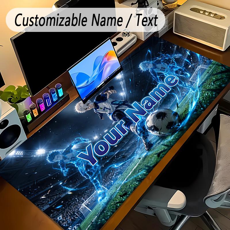 Large Mouse PadBlue Lock Custom Name Text Personalized Desk Mat Non Slip Gaming Pad