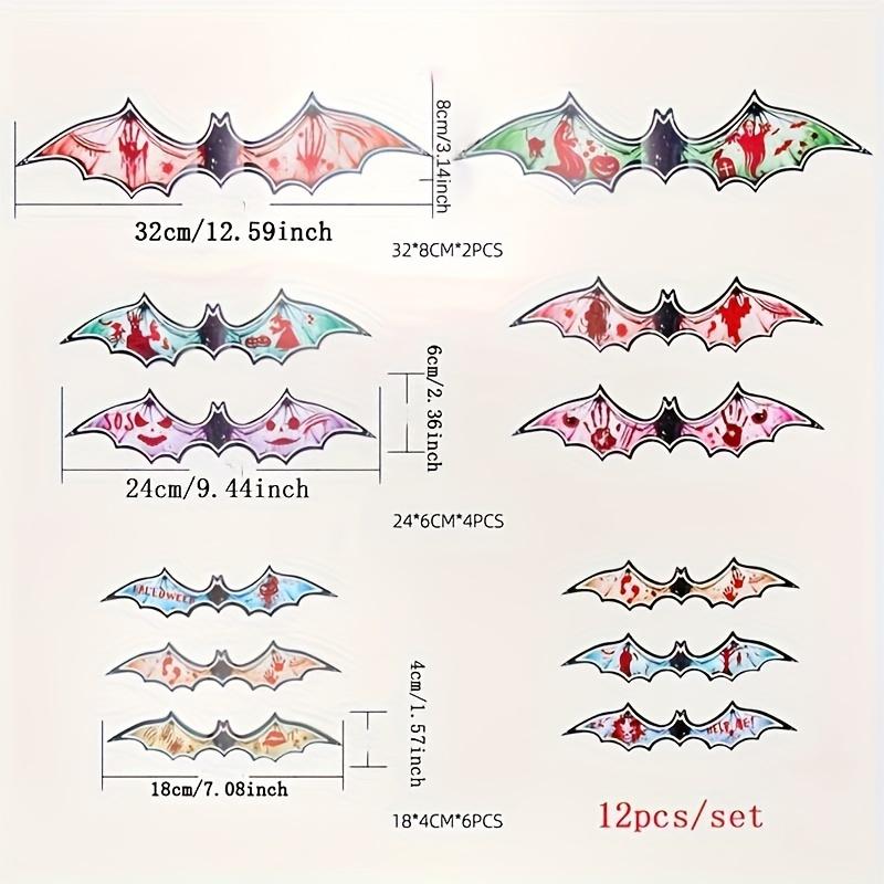 Хэллоуин 3D Ночник Летучая Мышь Наклейки на Стену, Ведьма Летучая Мышь Метла Летающие Наклейки, Тыквенный Дом Ужасы Наклейки