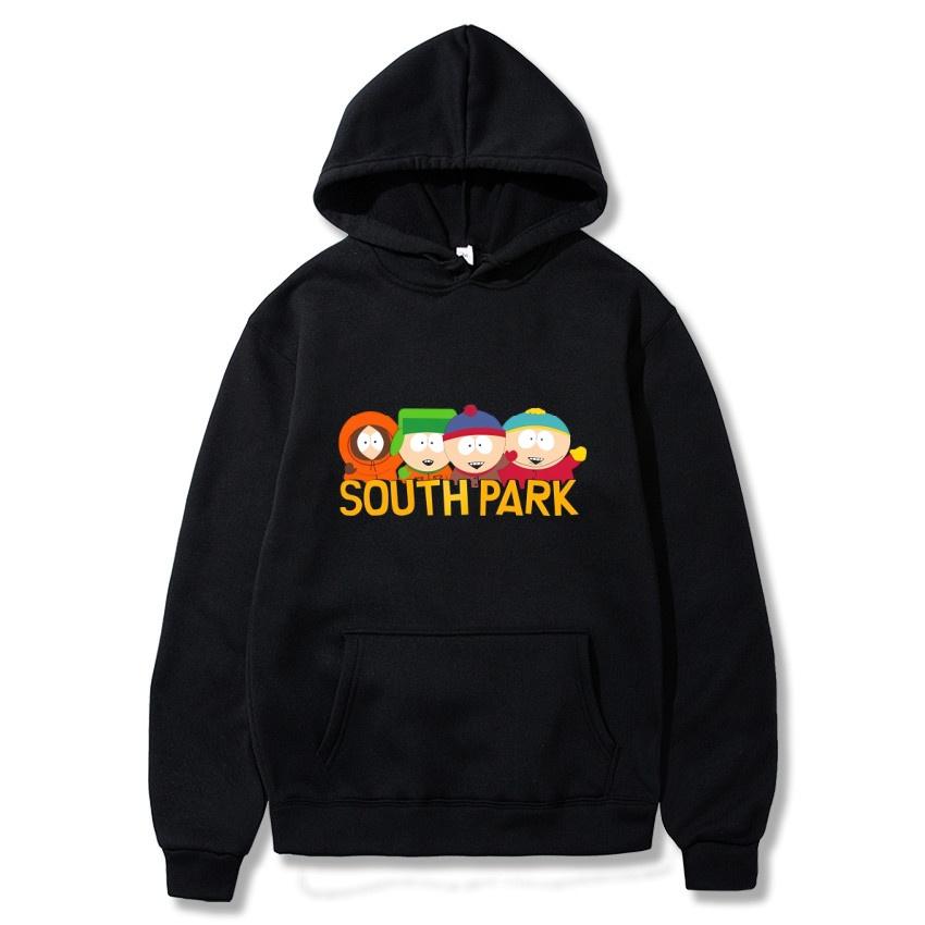 Худи с аниме-принтом South Park Модное теплое пальто Мужская осенне-зимняя толстовка Уличная черная толстовка с длинным рукавом