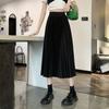 Юбки для женщин, модная элегантная эластичная базовая плиссированная юбка с высокой талией, однотонная повседневная летняя миди-юбка трапециевидной формы