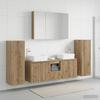 6 Piece Bathroom Furniture Set Artisan Oak Engineered Wood and Glass