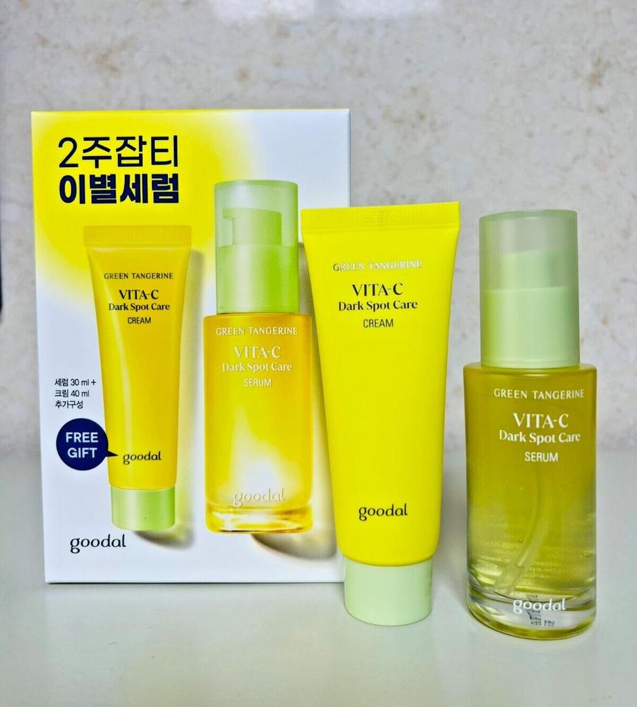 Goodal Green Tangerine Vita C Dark Spot Serum 30ml+Dark Spot Cream 40ml, Korean Cosmetics, Kbeauty, Sample
