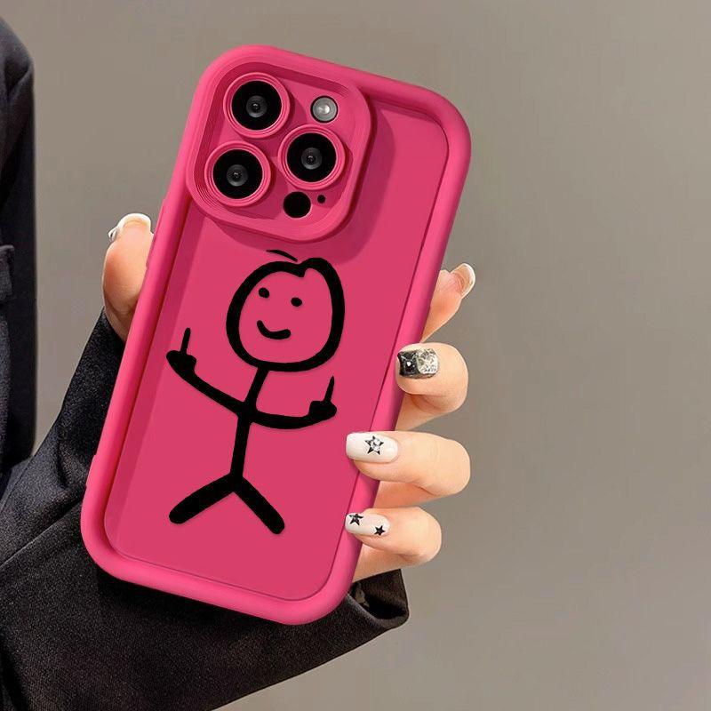 Стикер-фигурка со средним пальцем для чехла на телефон iPhone17PorMax 14 Apple 13 матовый 12/15 смешной мягкий чехол