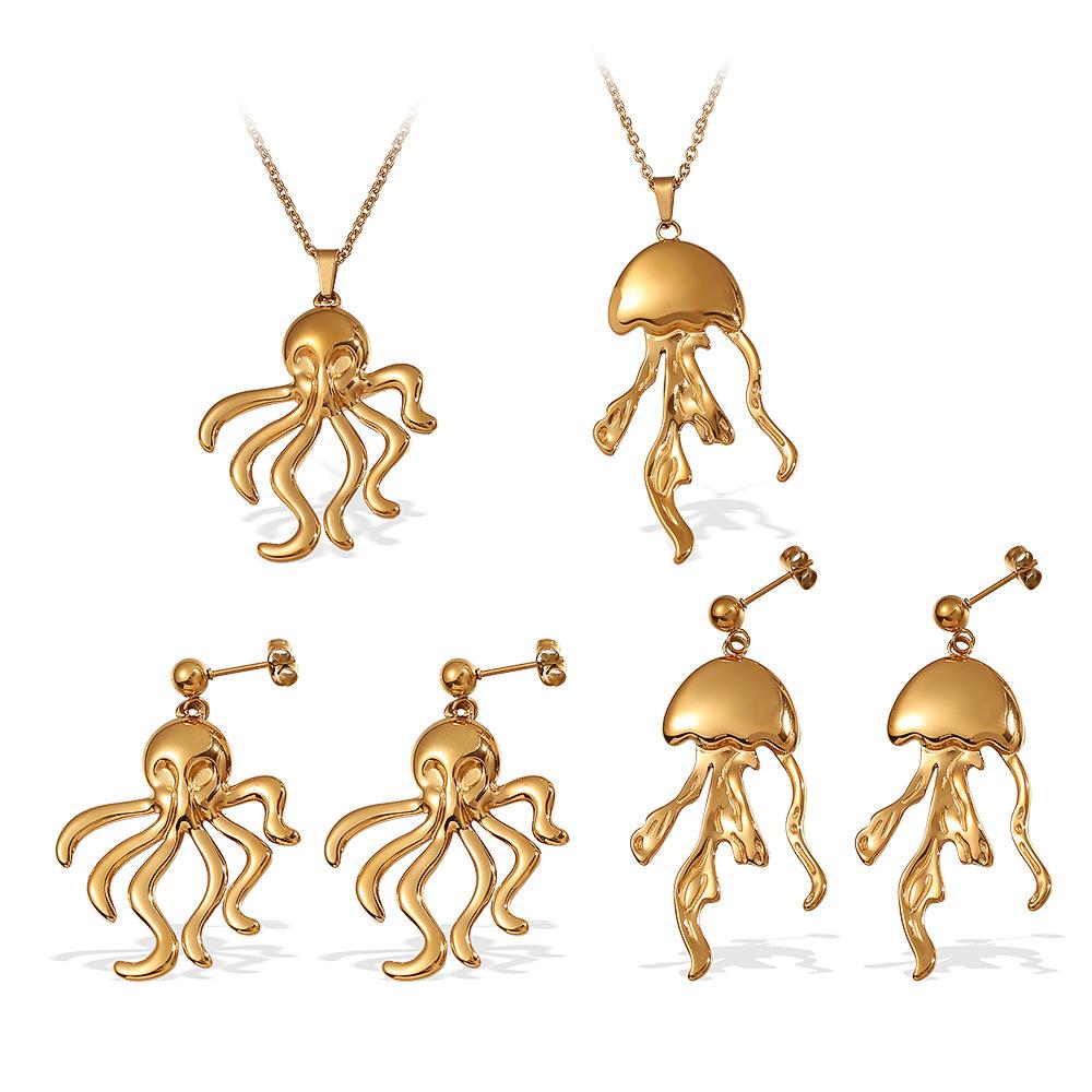European and American New Special-Interest Design Personalized Octopus Earrings Necklace Cold Wind Jellyfish Pendant for Women