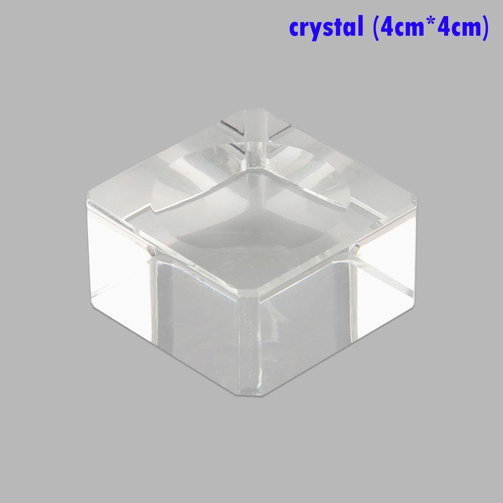 Ornament Home Decoration Square Glass Holder Wood Pedestal Crystal Sphere Base Transparent Support