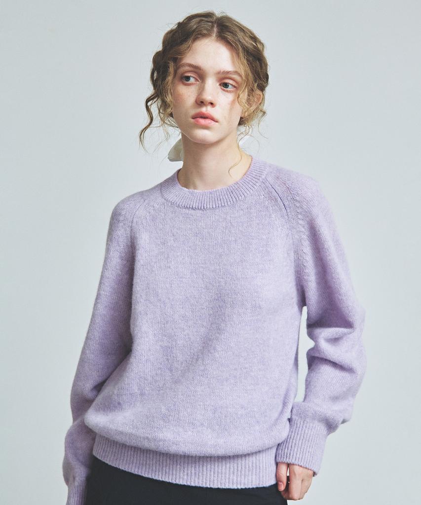 KNITTED Shaggy Dog 100% Wool Round Knit Lavender