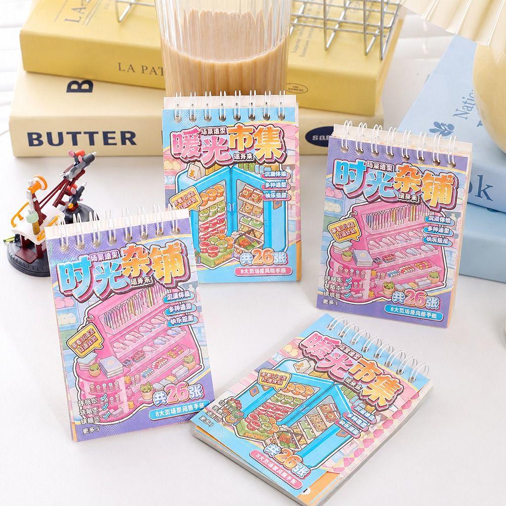 Cartoon 3D Landscape Sticker Book Decorative Miniature Scene Collage DIY Cabin Scene Sticker  Toy